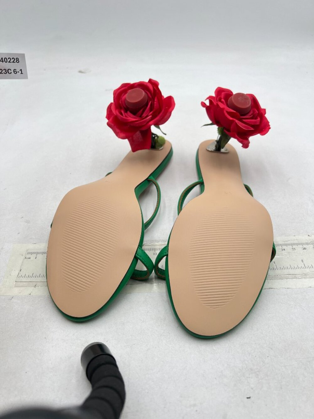 XYD Green Romantic Rose Heel Summer Two Slender Straps Open Toe Slip On Sandals - Picture 7 of 8